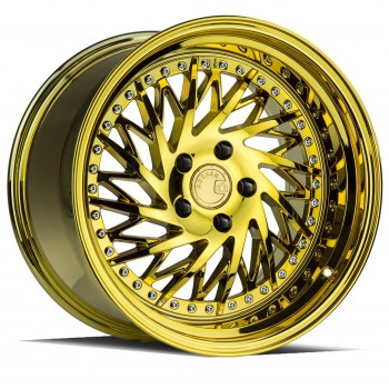 Aodhan DS03 (Driver Side) Gold Vacuum w/Chrome Rivets 18x9.5 5x114.3 +22