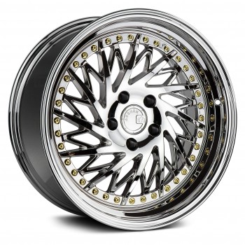 Aodhan DS03 (Driver Side) Vacuum Chrome w/Gold Rivets 18x9.5 5x114.3 +22