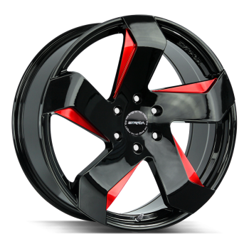 Strada Coltello Gloss Black Candy Red Milled 22x9 5x115 +15