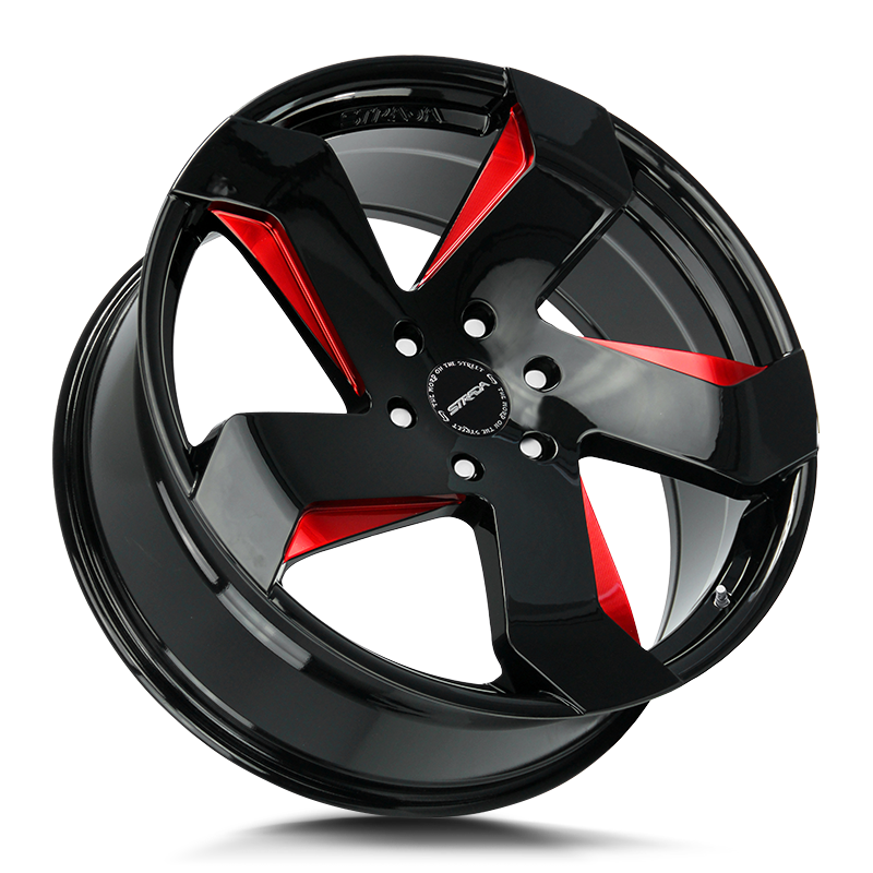 Strada Coltello Gloss Black Candy Red Milled 20x8.5 5x114.3 +35