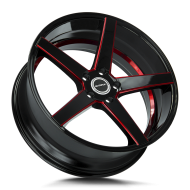 Strada Perfetto Gloss Black Candy Red Milled 22x9 5x115 +15