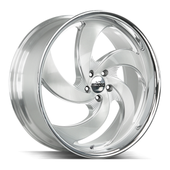 Strada Street Classics Retro 5 Brushed Face Silver Milled SS Lip 22x10 6x139.7 +24