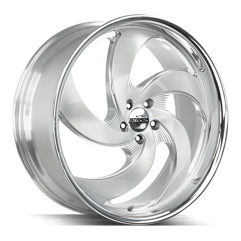 Strada Street Classics Retro 5 Brushed Face Silver Milled SS Lip 22x9 5x114.3 +35