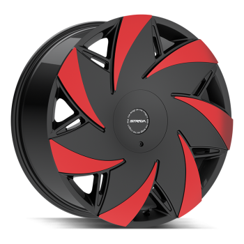 Strada Turbina Gloss Black Machined Red Tips 22x9 5x114.3/5x120 +35