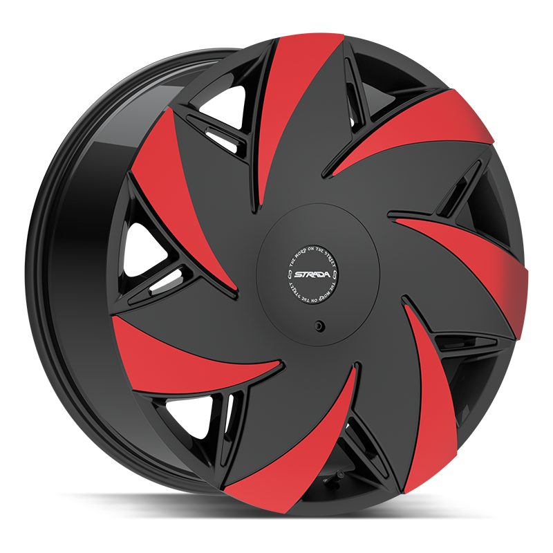 Strada Turbina Gloss Black Machined Red Tips 22x9 5x115/5x120 +15